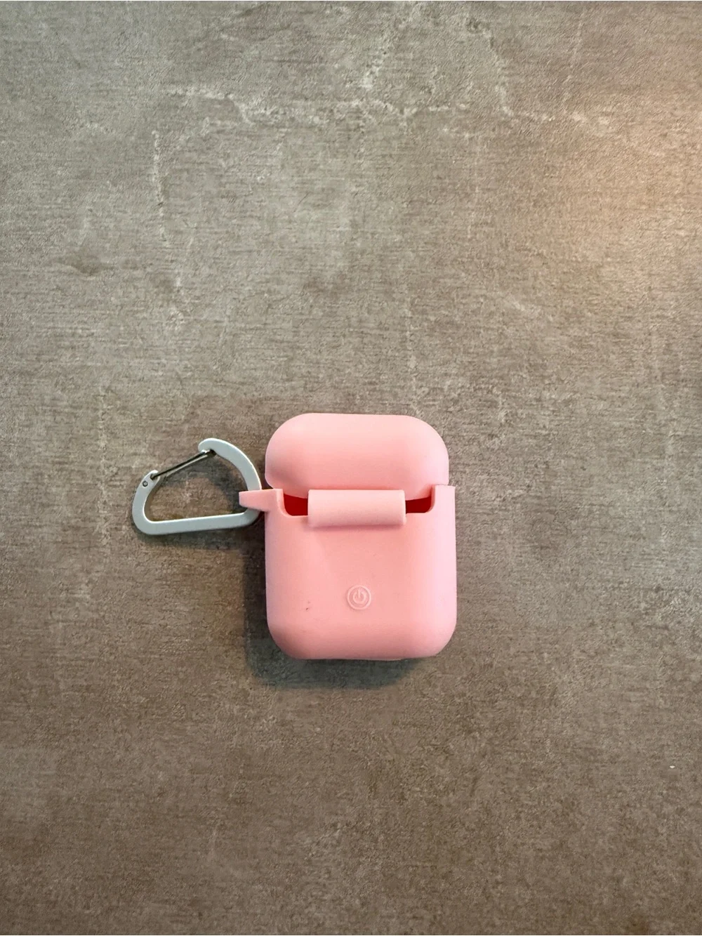 Amazon Pink Silicone Earbud Case with Silver Carabiner